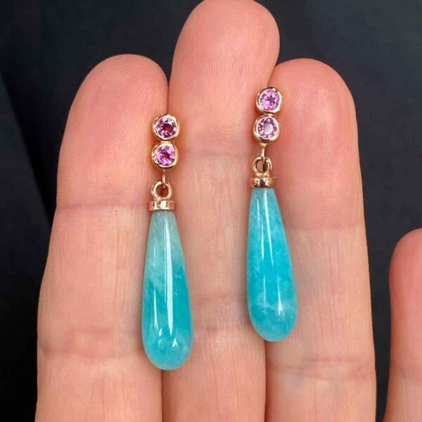 Amazonite-rhodolite-earrings-Sydney-jeweller-Lizunova-Fine-Jewels-NSW-Australia
