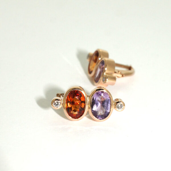 Kira-coloured-gemstone-custom-rose-gold-earrings-sapphire-diamond-amethyst-Lizunova-Fine-Jewels-Sydney-NSW-Australia