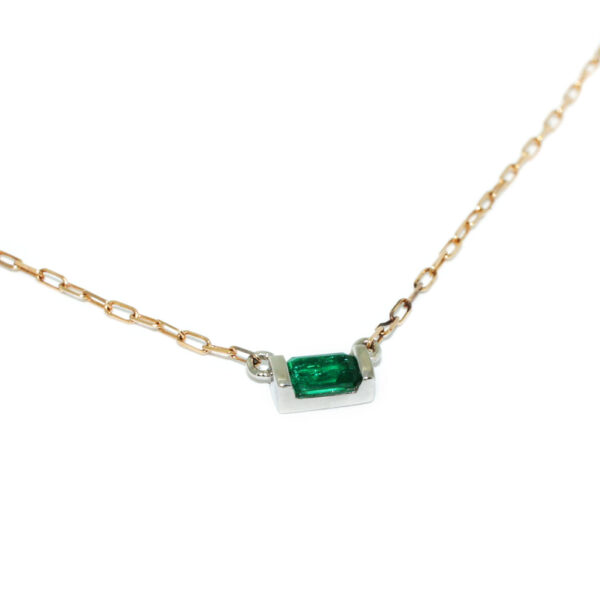 Lali-emerald-white-gold-necklace-rose-gold-chain-Lizunova-Fine-Jewels-Sydney-NSW-Australia