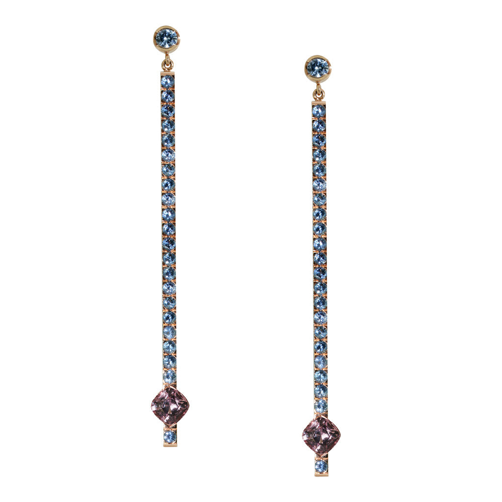 Lily -sapphire-malaya-garnet-rose-gold-drop-earrings-contemporary-Lizunova-Fine-Jewels-Sydney-NSW-Australia