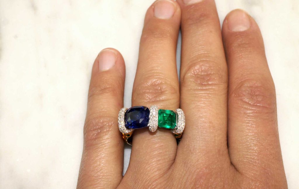 green-sapphire-diamond-halo-engagement-ring-sydney-jeweller-lizunova