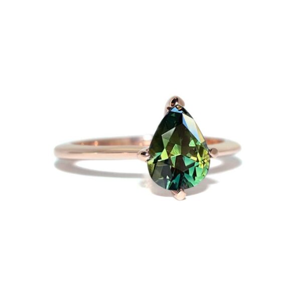 Australian parti teal sapphire bespoke engagement rings Sydney jeweller Lizunova Fine Jewels Sydney Australia SKU00115