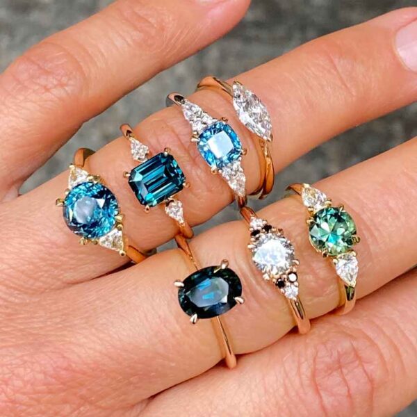 Maddie-emerald-cut-parti-sapphire-kite-diamond-ring-hand-3-Lizunova-Fine-Jewels-Sydney-NSW-Australia