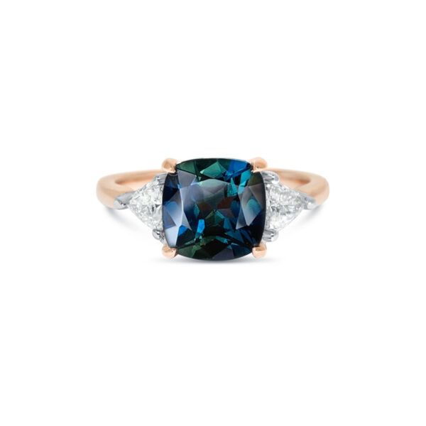 Nola-cushion-sapphire-trilliant-diamond-rose-gold-engagement-ring-2-Lizunova-Fine-Jewels-Sydney-NSW-Australia