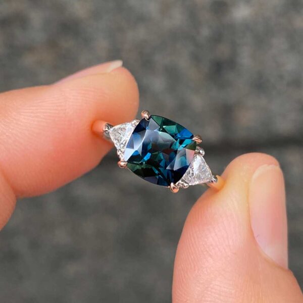 Nola-cushion-sapphire-trilliant-diamond-rose-gold-engagement-ring-4-Lizunova-Fine-Jewels-Sydney-NSW-Australia
