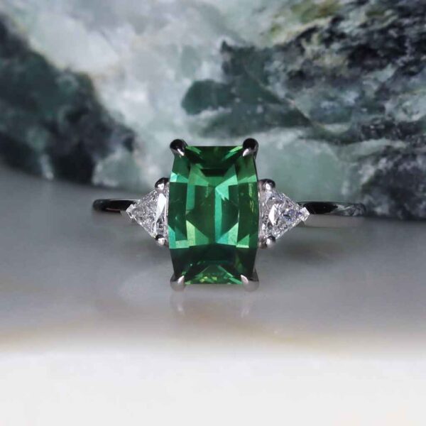 Nola-teal-sapphire-trilliant-diamond-engagement-ring-platinum-3-Lizunova-Fine-Jewels-jeweller-Sydney-NSW-Australia