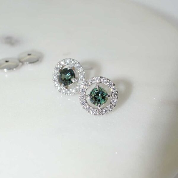 Nova-teal-sapphire-diamond-halo-stud-earrings-2-Lizunova-Fine-Jewels-Sydney-NSW-Australia