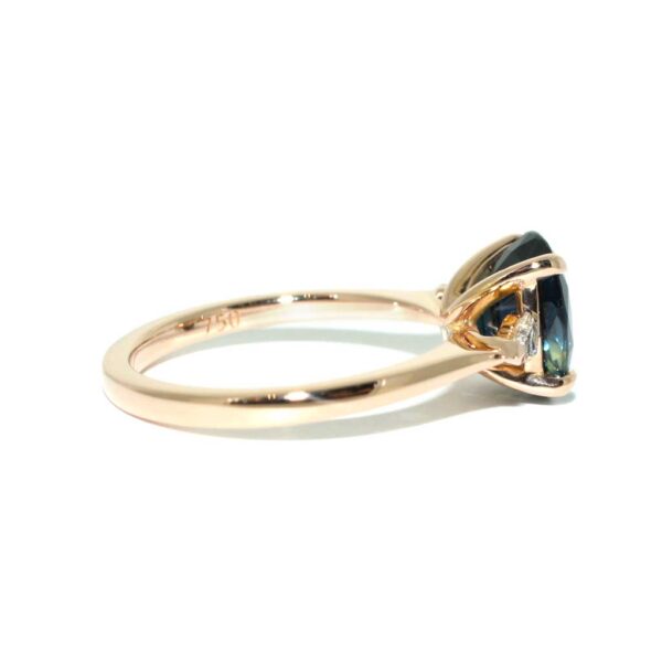 Perth-oval-teal-sapphire-diamond-shield-rose-gold-engagement-ring-Lizunova-Fine-Jewels-Sydney-jeweller-2-3