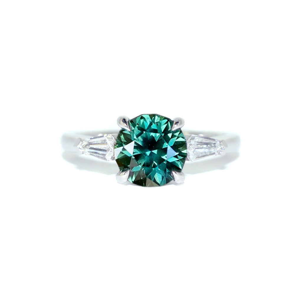 Perth-round-teal-sapphire-diamond-shield-platinum-engagement-ring-Lizunova-Fine-Jewels-jeweller-Sydney-NSW-Australia