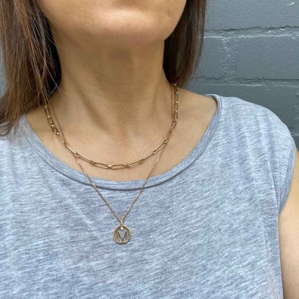 Pippa-paperclip-gold-chain-layered-Lizunova-Fine-Jewels-jeweller-Sydney-NSW-Australia