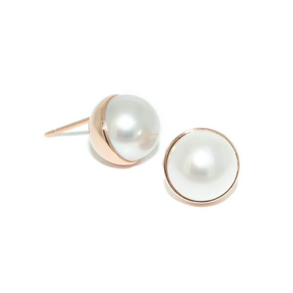 South-Sea-rose-gold-pearl-stud-earrings-Lizunova-Fine-Jewels-jeweller-Sydney-NSW-Australia