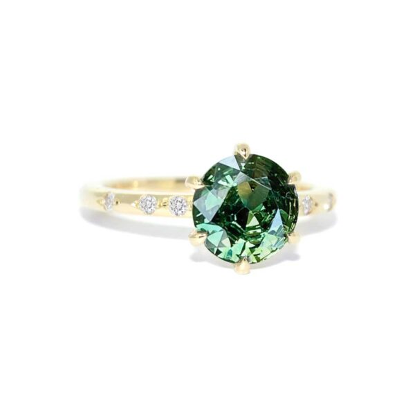 Australian parti teal sapphire bespoke engagement rings Sydney jeweller Lizunova Fine Jewels Sydney Australia SKU00154-1