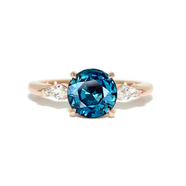 Vera-round-17ct-teal-sapphire-diamond-kite-rose-gold-engagement-ring-Lizunova-Fine-Jewels-jeweller-Sydney-NSW-Australia
