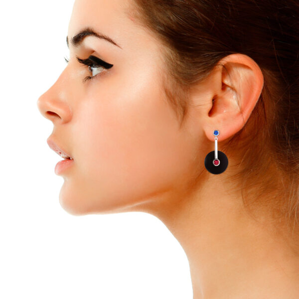 Waldorf-sapphire-ruby-onyx-earrings-2-Lizunova-Fine-Jewels-jeweller-Sydney-NSW-Australia