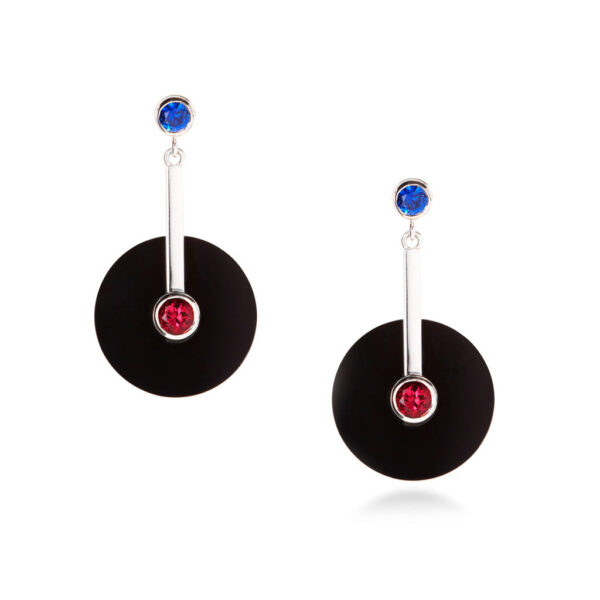 Waldorf-sapphire-ruby-onyx-earrings-Lizunova-Fine-Jewels-jeweller-Sydney-NSW-Australia
