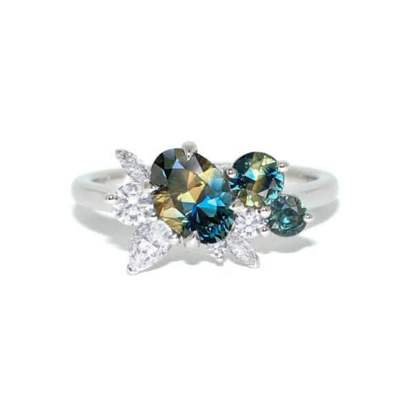 Bespoke-asymmetric-sapphire-sapphire-diamond-engagement-ring-Lizunova-Fine-Jewels-Sydney-jeweller-1