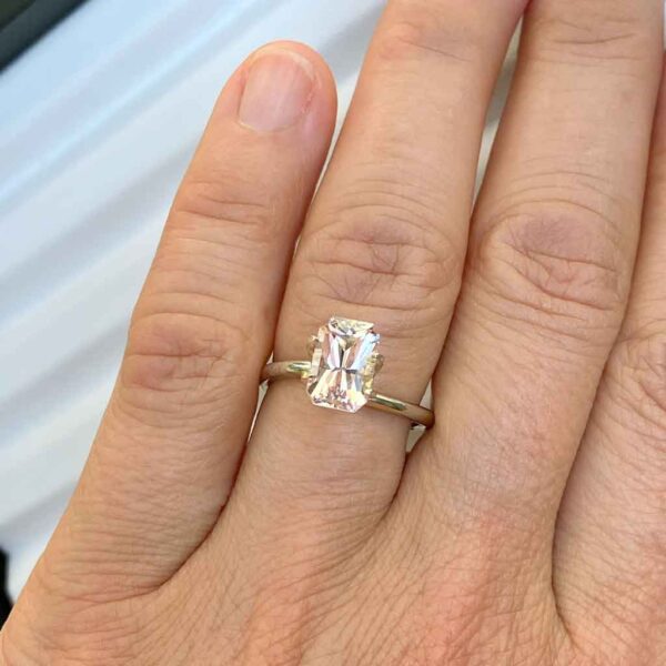 Radiant-light-pink-sapphire-bespoke-engagement-ring-Sydney-jeweller-Lizunova-Fine-Jewels jeweller Lizunova Fine Jewels