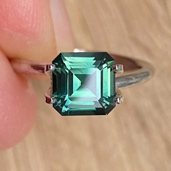 Emerald-cut-Australian-green-sapphire-custom-engagement-ring-Sydney-jeweller-Lizunova-Fine-Jewels