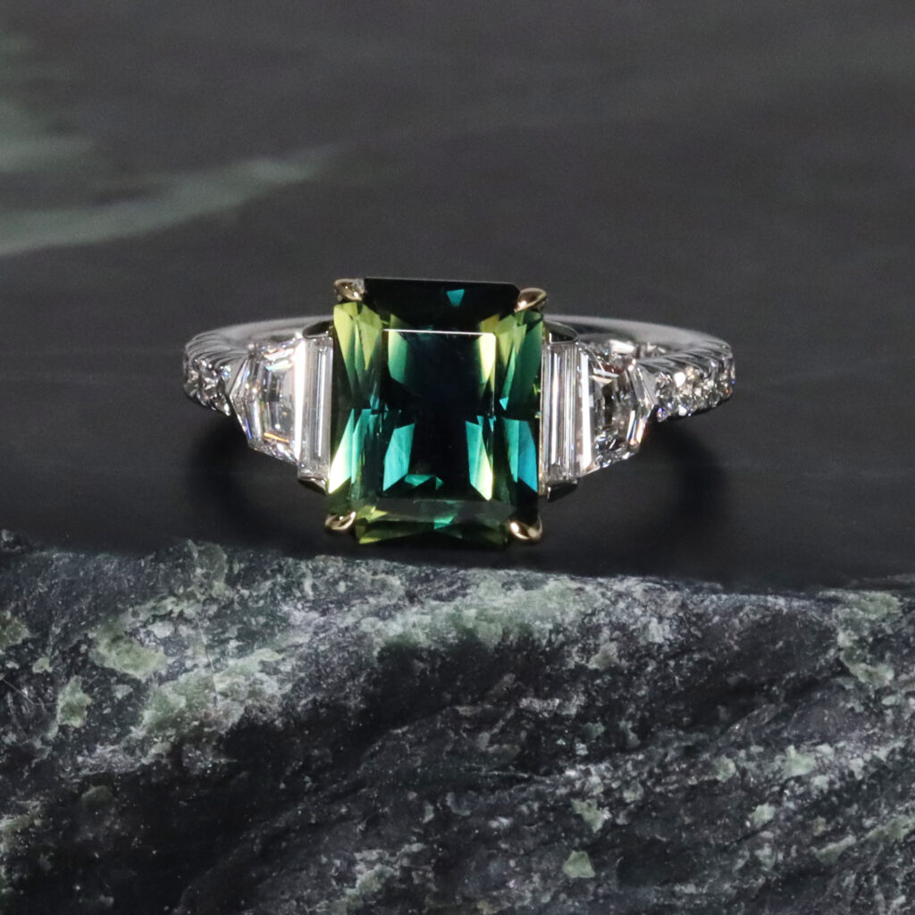 green-sapphire-diamond-halo-engagement-ring-sydney-jeweller-lizunova