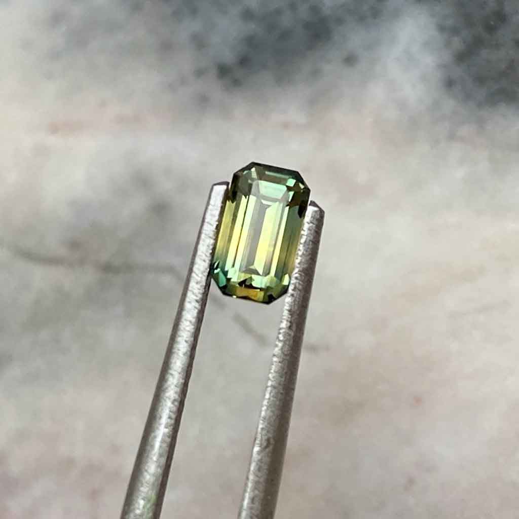 emerald-cut-australian-green-parti-sapphire-custom-engagement-ring-Sydney-jeweller-Lizunova-Fine-Jewels