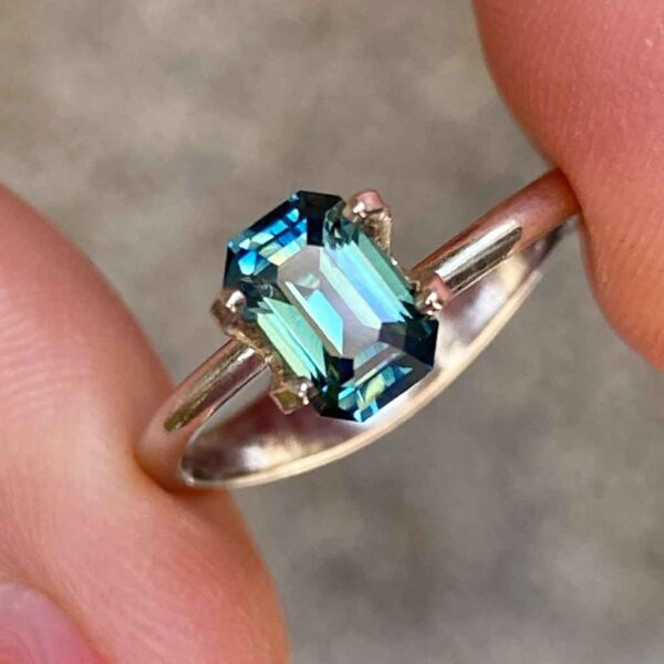 emerald-cut-unheated-teal-sapphire-custom-engagement-ring-Sydney-jeweller-Lizunova-Fine-Jewels