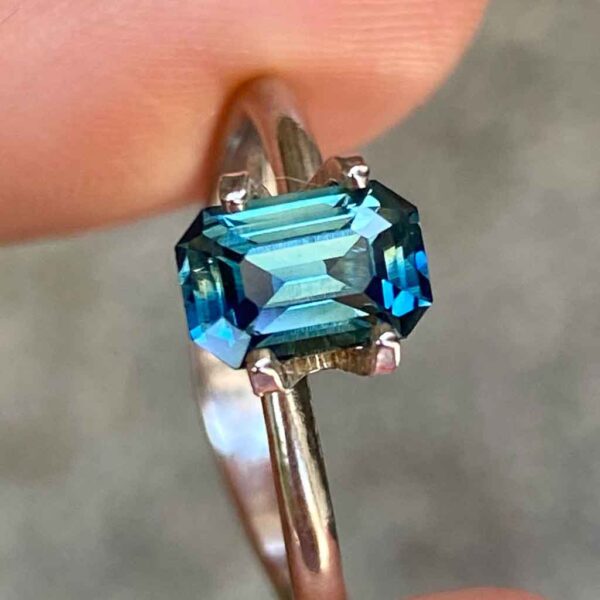 emerald-cut-unheated-teal-sapphire-custom-engagement-ring-Sydney-jeweller-Lizunova-Fine-Jewels