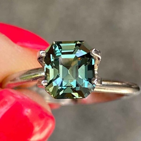 emerald-cut-unheated-teal-sapphire-custom-engagement-ring-Sydney-jeweller-Lizunova-Fine-Jewels