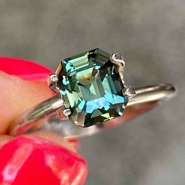 emerald-cut-unheated-teal-sapphire-custom-engagement-ring-Sydney-jeweller-Lizunova-Fine-Jewels