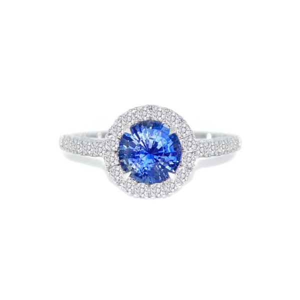 cornflower-blue-Ceylon-sapphire-diamond-halo-engagement-ring-sydney-jeweller-lizunova-australia